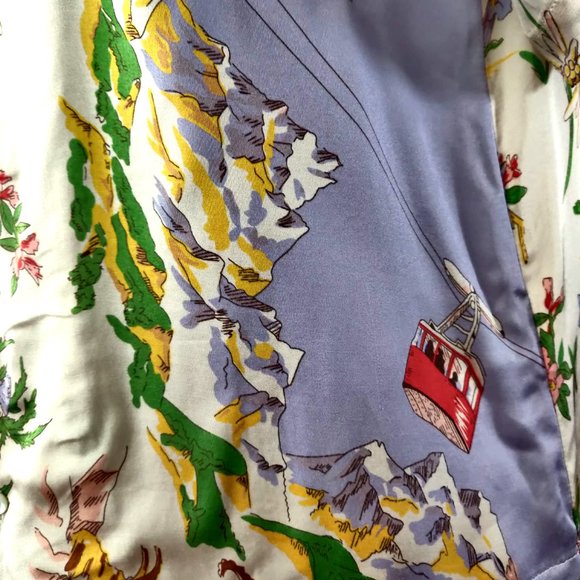 Tiny Anthropologie Womens Swiss Alps Postcard Novelty Button Up Blouse Top XS - Picture 7 of 11